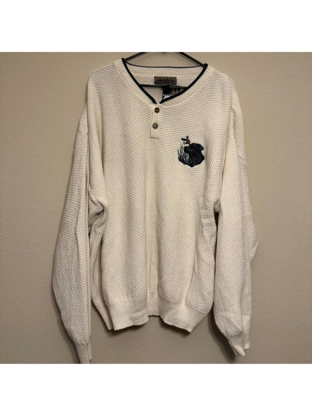 Vintage Cedar Falls Cream Knit Dog Embroidered Sweater